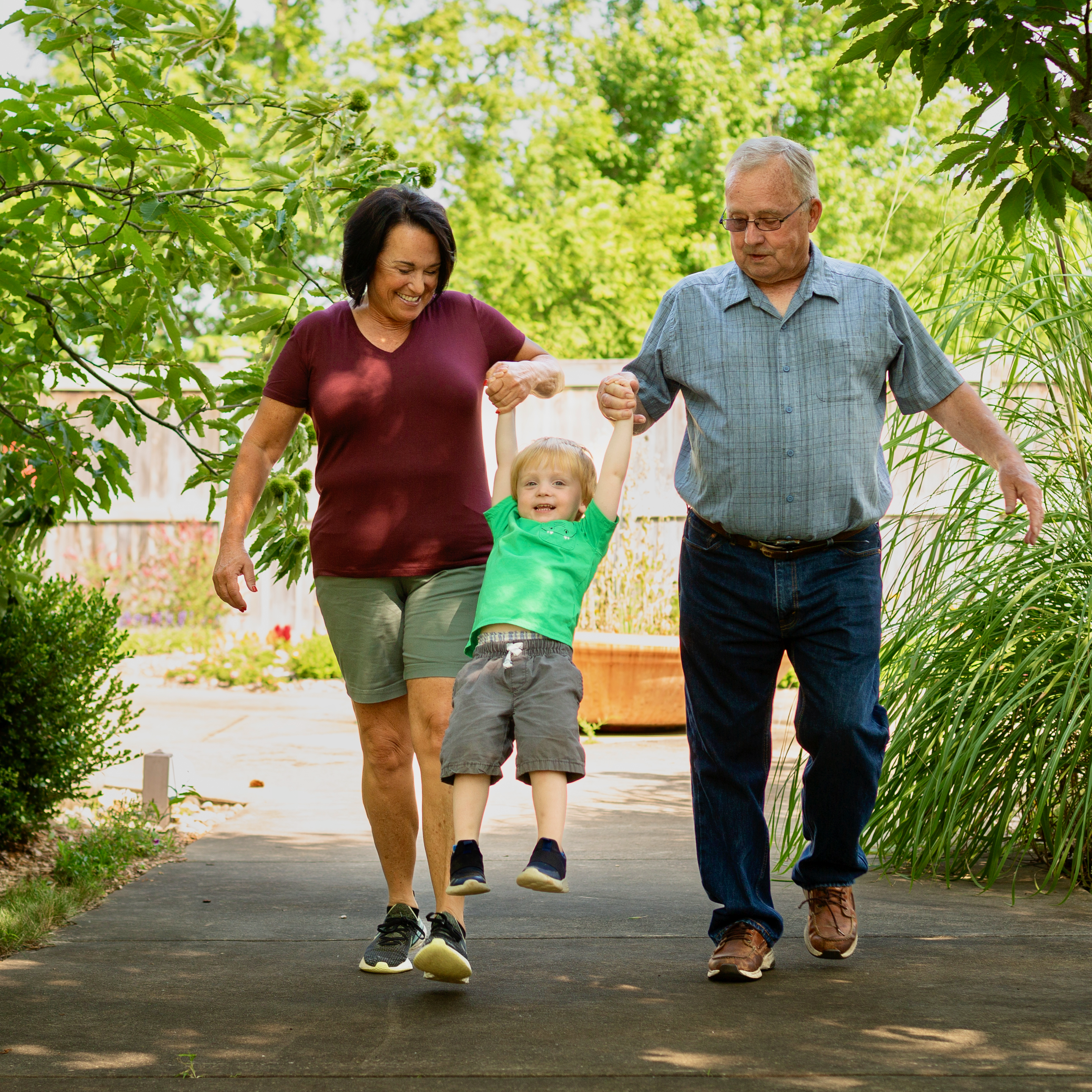 Multigenerational family going for a walk in the park.